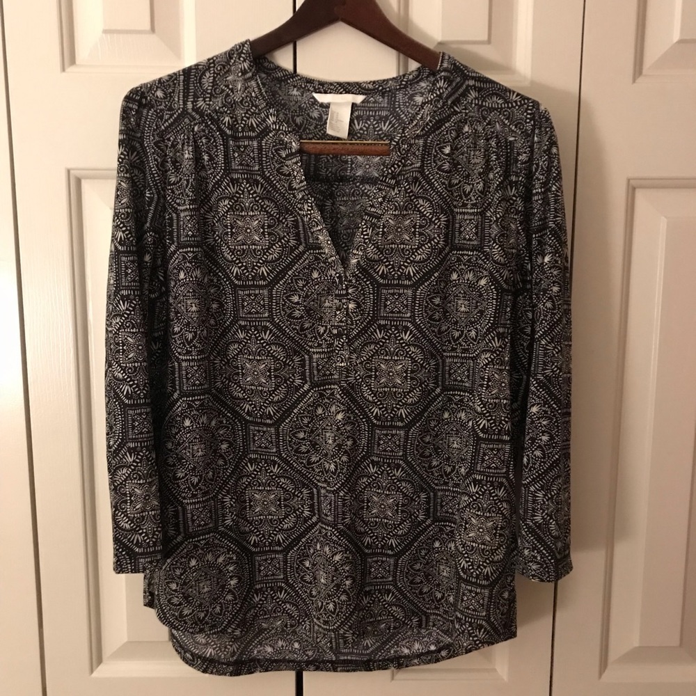 H&M Boho Indigo 3/4 sleeves Top Size M